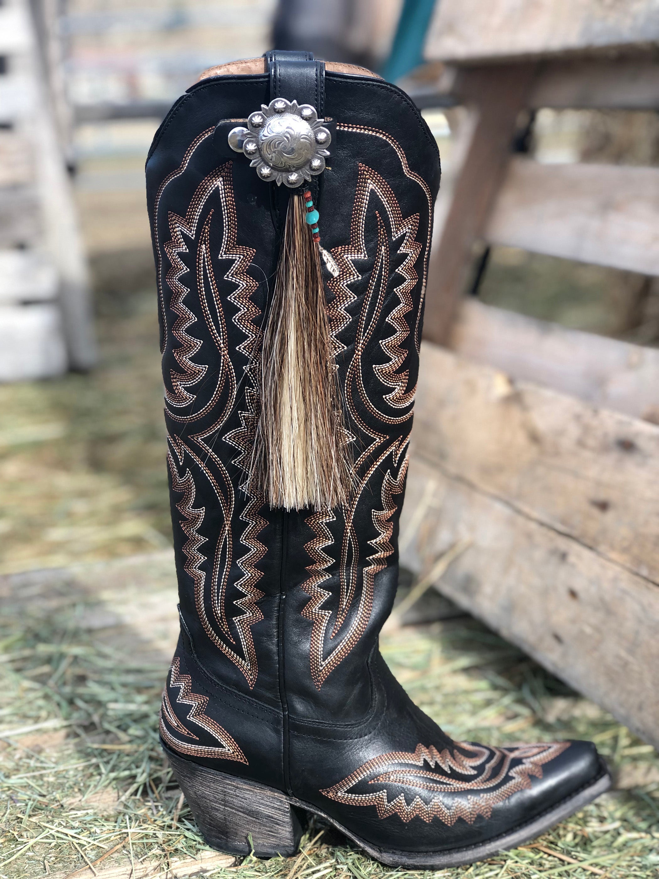 BOT-SGC* Two-Toned Berry Concho Boot Tassel