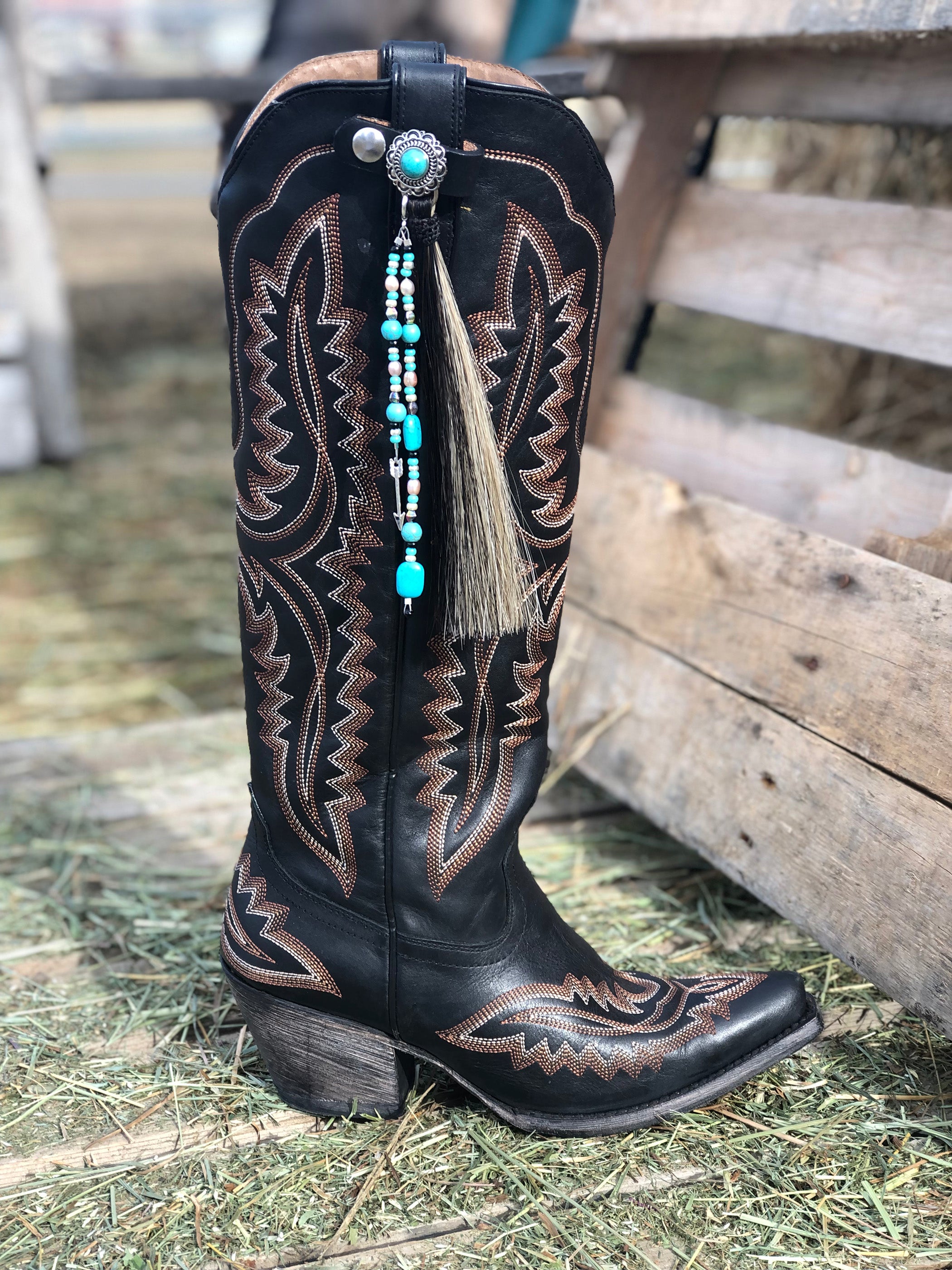BOT-TSC* Turquoise Scallop Concho Boot Tassel
