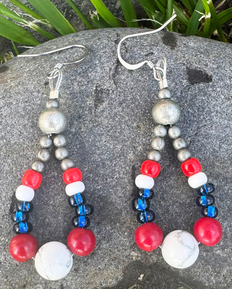 ER-RWB* Freedom Tear Drop Earrings