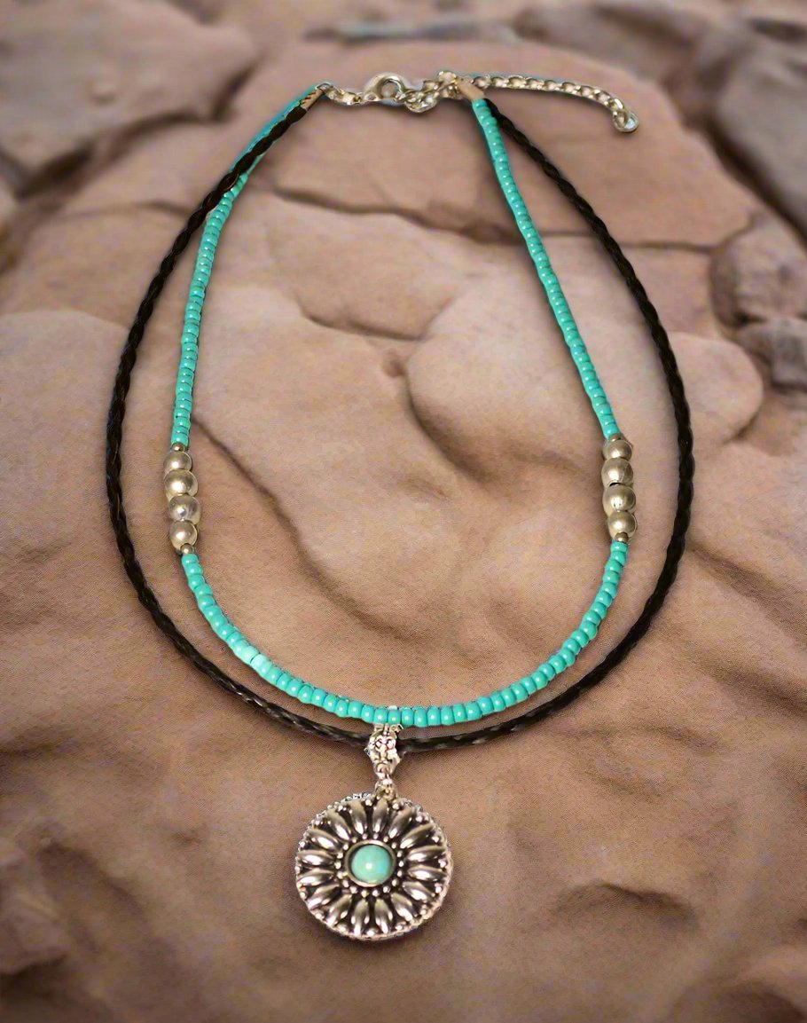 NP107*Navajo Sunflower Necklace