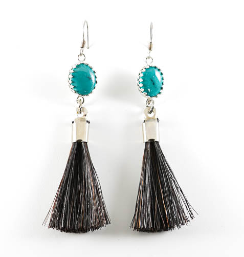 ETC2* Kingman Genuine Turquoise Tassel Earrings